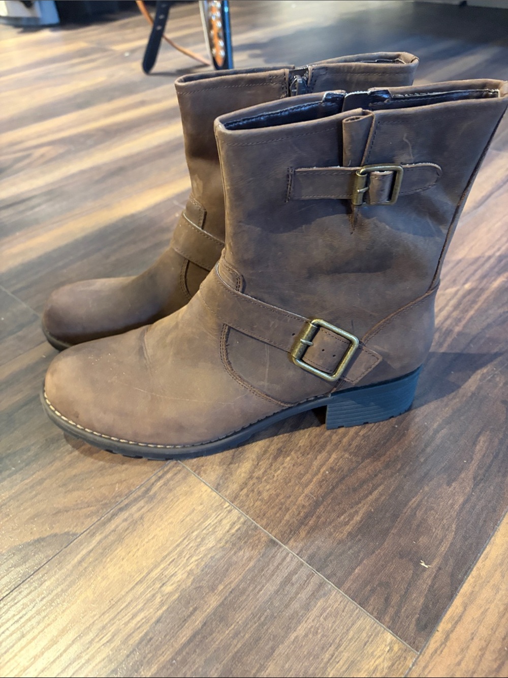 Denver Hayes Brown Buckle Moto Boots